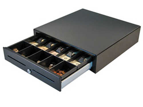 apg Genesis 1616 Cash Drawer - 4 Bill - 8 Coin - 2 Media Slot - Stainless Steel, Plastic - Black - 109.2 mm Height x 411.5