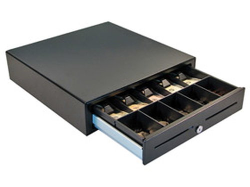 apg Genesis 1616 Cash Drawer - 4 Bill - 8 Coin - 2 Media Slot - Stainless Steel, Plastic - Black - 109.2 mm Height x 411.5