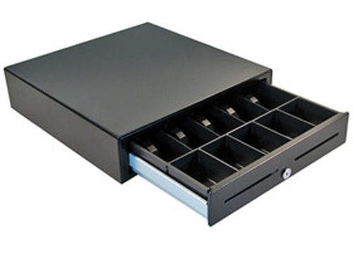 apg Genesis 1616 Cash Drawer - 4 Bill - 8 Coin - 2 Media Slot - Stainless Steel, Plastic - Black - 109.2 mm Height x 411.5