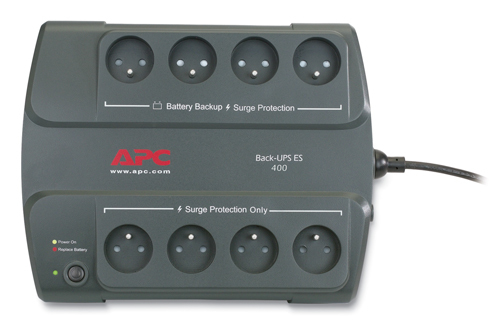 APC Back-UPS 400, FR. UPS topology: Standby (Offline), Output power capacity: 0.4 kVA, Output power: 240 W. AC outlets qua