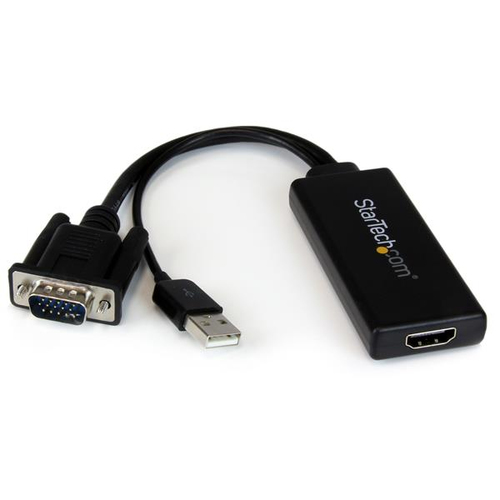 StarTech.com VGA to HDMI Adapter with USB Audio & Power - Portable VGA to HDMI Converter - 1080p - 1 x 15-pin HD-15 - Male