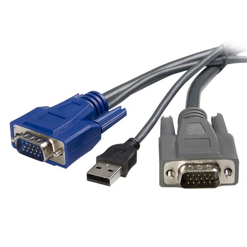 StarTech.com 3 m ultradünnes USB VGA 2-in-1-KVM-Kabel - Zweiter Anschluss: 1 x 4-pin USB Type A - Male, 1 x 15-pin HD-15 -