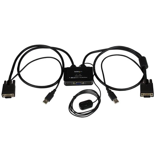 StarTech.com 2 Port VGA USB KVM Switch Kabel - VGA KVM Umschalter USB Powered mit Fernumschaltung - 2 Computer - 1 Lokaler