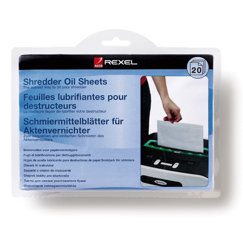 Rexel Shredder Oil Sheets (pack of 20). Quantity per pack: 20 pc(s)