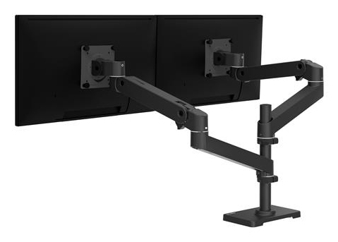 Ergotron Mounting Arm for Monitor, LCD Display - Black - Height Adjustable - 2 Display(s) Supported - 68.6 cm (27") Screen