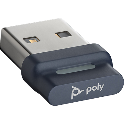 POLY BT700. Host interface: USB Type-A, Output interface: Bluetooth. LED indicators: Link, Status. Wireless range: 50 m. W