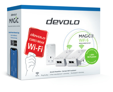 Devolo Magic 2 WiFi 6. Maximum data transfer rate: 2400 Mbit/s, Networking standards: IEEE 802.11a, IEEE 802.11ac, IEEE 80