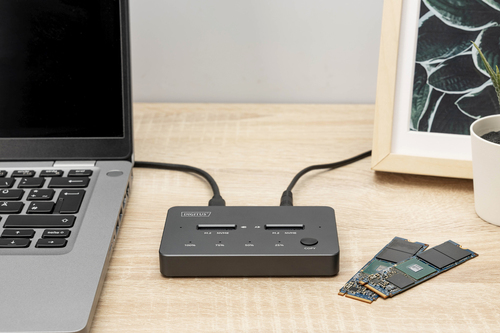 Digitus NVMe cloning station USB3.1 Gen2 Type-C NVMe M.2 SSD enclosure. Storage media type: SSD, Storage drive interface: 
