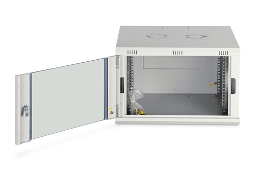 Digitus Dynamic-N 7U Wall Mountable Enclosed Cabinet Rack Cabinet for Networking, Server - Light Grey - Steel, Glass, Shee