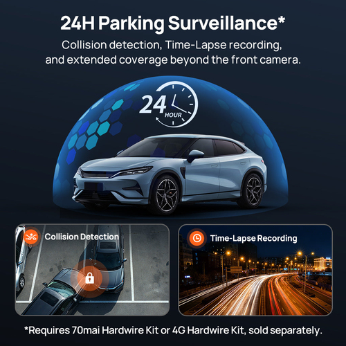 70mai M800 + RC14. HD type: 4K Ultra HD, Main camera resolution: 3840 x 2160 pixels, Main camera viewing angle: 140°. Inte