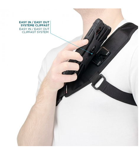 MOBILIS Tasche Walkie-Talkie - Schwarz - Silikon Körper - Sturzsicher, Rutschfest - Brustriemen, Schultergurt - 1