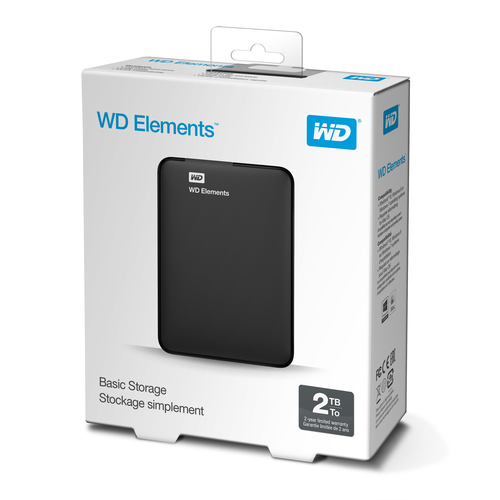 WD Elements WDBU6Y0020BBK 2 TB Portable Hard Drive - External - USB 3.0 - Retail