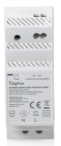 Digitus DN-PWR-SST-3624 Stromversorgung - 36 W - Auf DIN-Schiene montierbar - 120 V AC, 230 V AC Eingang - 24 V DC Ausgang