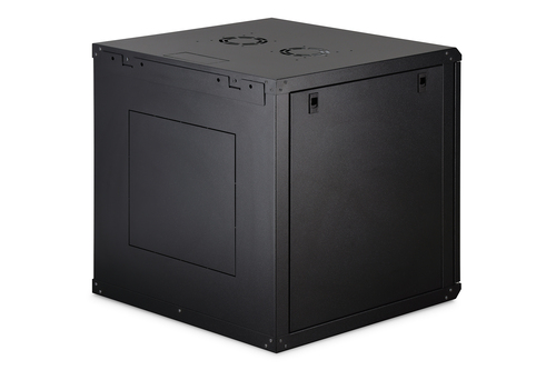 Digitus Dynamic-N 12U Wall Mountable Enclosed Cabinet Rack Cabinet for Networking, Server - Black - Steel, Glass, Sheet St