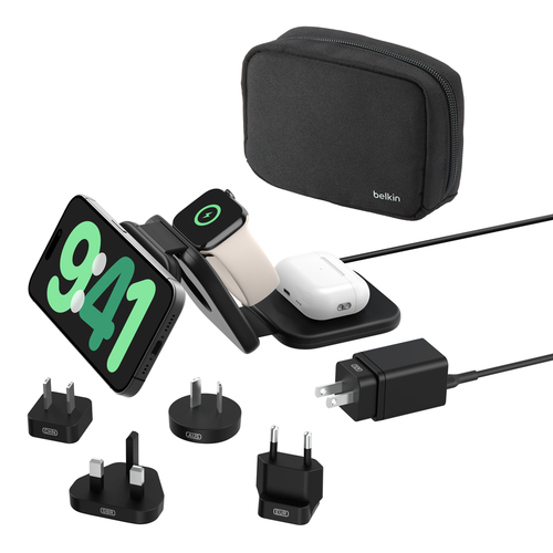 Belkin BoostCharge Pro Induktionsladegerät - Schwarz - für Qi2-fähiges Gerät, iPhone, Smartwatch, AirPod - Eingangsstecker