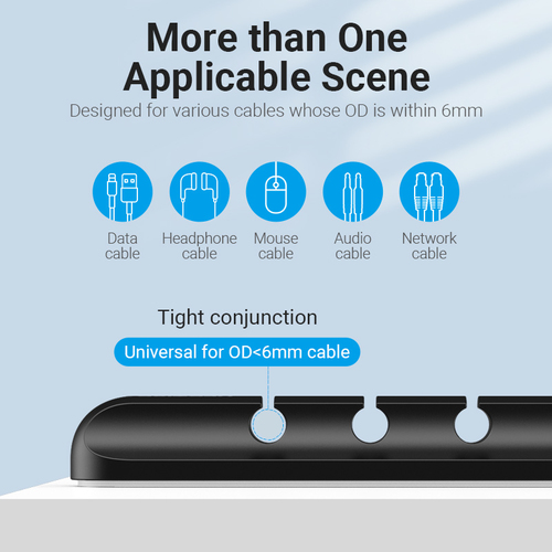 Vention Cable Organizer - Black - 2 Pack Pack - Cable Manager - Silica Gel