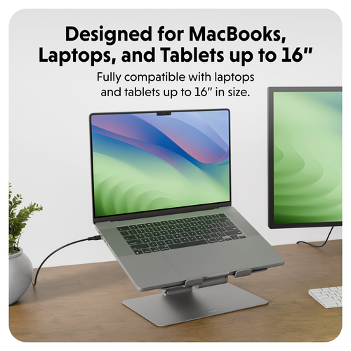 Hyper HyperSpace HS1150GYGL Height Adjustable Notebook Stand - Up to 40.6 cm (16") Screen Support - 55.9 cm Height x 21.1 