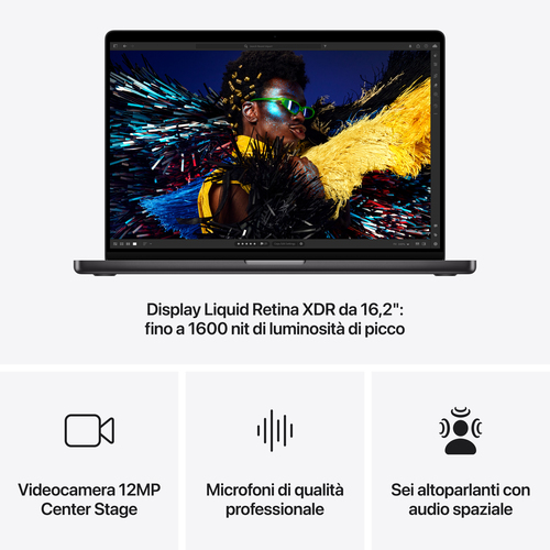 Computer portatile - Apple MacBook Pro MX303T/A 41,1 cm (16,2") - 120 Hz - Apple M4 Max - 36 GB - 1 TB SSD - Nero - Apple 