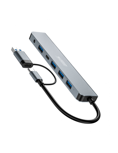 Hub USB Urban Factory MINEE - USB Type A, USB Type C - 640 Mo/s - Ordinateur portable, Tablette, Smartphone, Bureau - Gris
