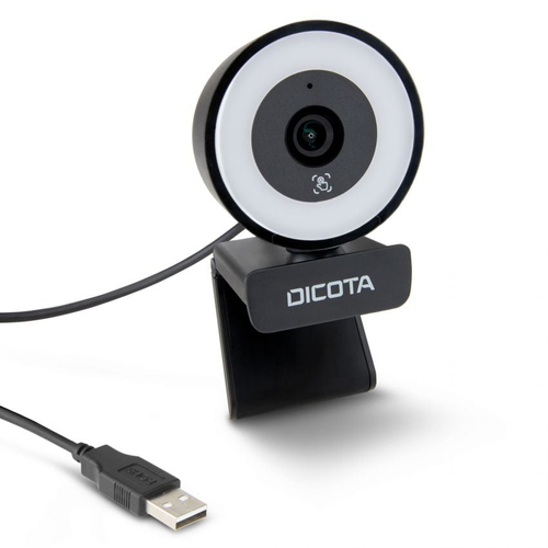 Dicota - Webcam - 5 Megapixel - USB 2.0 - 2592 x 1944 Pixel Videoauflösung - Autofokus - Tischhalterung, Stativ, Halterung
