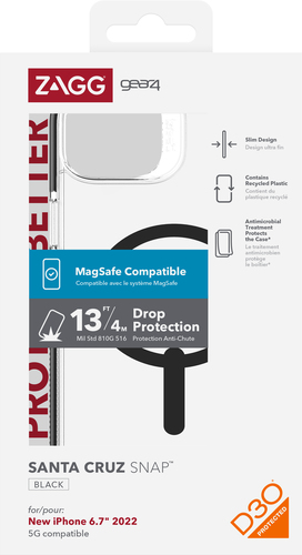 GEAR4 D3O Santa Cruz Snap Apple iPhone 14 Plus Black. Case type: Cover, Brand compatibility: Apple, Compatibility: iPhone 