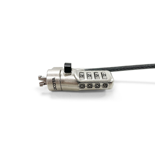 Dicota Cable Lock For Notebook, Projector, Printer - 2 m Cable - Resettable - 4-digit - Combination Lock - Anthracite - Zi
