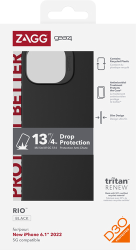 GEAR4 D3O Rio Apple iPhone 14 Black. Case type: Cover, Brand compatibility: Apple, Compatibility: iPhone 14, Maximum scree