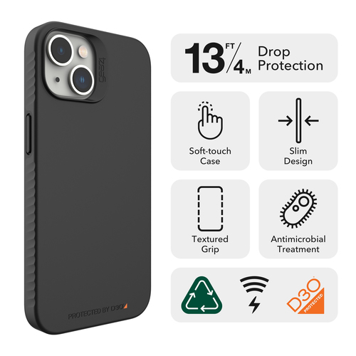 GEAR4 D3O Rio Apple iPhone 14 Black. Case type: Cover, Brand compatibility: Apple, Compatibility: iPhone 14, Maximum scree