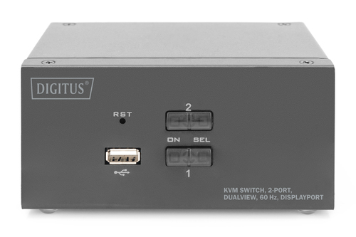 Digitus DS DS-12862 KVM-Switchbox - 2 Computer - 1 Lokaler Benutzer(n) - 3840 x 2160 - Netzwerk (RJ-45) - 5 x USB - USB 2.