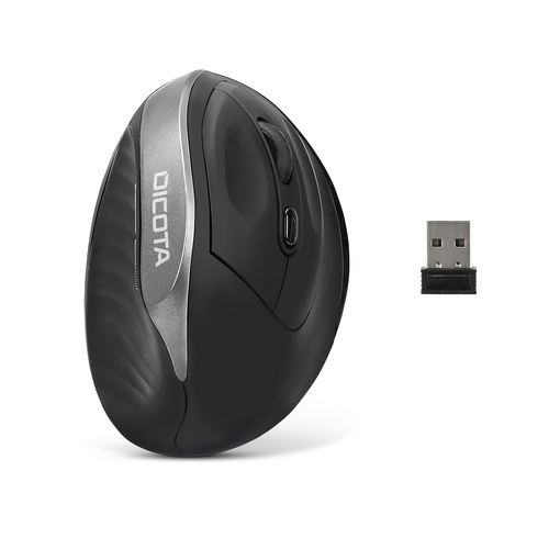 Dicota Relax Maus - Funkfrequenz - USB Typ-A - Optisch - 5 Taste(n) - Schwarz - Kabellos - 10 m - 1600 dpi Auflösung - Scr