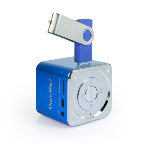 MusicMan Tragbar Lautsprechersystem - Blau - Aufladbarer Akku - USB