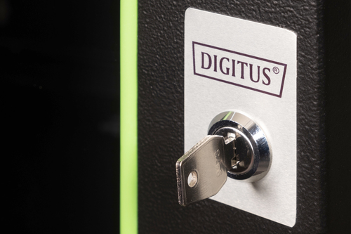 Digitus SoHo 9U Wall Mountable Rack Cabinet for LAN Switch - 482.60 mm Rack Width - Black Powder Coat - Steel, Glass - 60 
