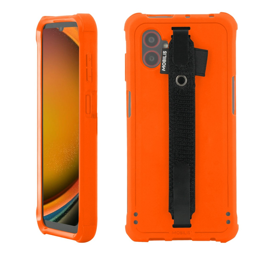 MOBILIS Robust Tasche Samsung Galaxy XCover7 Pro Smartphone - Orange - Sturzsicher, Stoßdämfpend, Stoßfest, Kratzfest, Sta