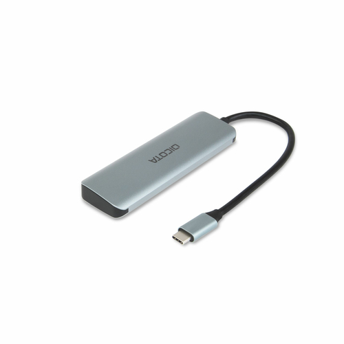 Dicota USB-Hub - USB-Typ C - 1,25 GB/s - Notebook - Silber - 4 Total USB Port(s) - 4 USB 3.0 Port(s) - Mac, PC