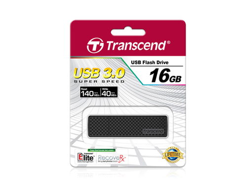 Transcend JetFlash 780 16 GB USB 3.0 Flash Drive - Black - 140 MB/s Read Speed - 40 MB/s Write Speed - Lifetime Warranty