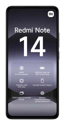 Xiaomi Redmi Note 14. Dimensioni diagonale schermo: 16,9 cm (6.67"), Risoluzione del display: 2400 x 1080 Pixel. Famiglia 