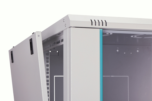 Digitus Dynamic-N 16U Wall Mountable Enclosed Cabinet Rack Cabinet for Networking, Server - Light Grey - Glass, Steel, She