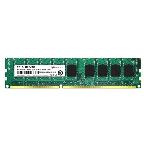 Modulo Memoria Transcend TS1GLK72V6H - 8 GB - DDR3-1600/PC3-12800 DDR3 SDRAM - 1600 MHz - CL11 - ECC - Unbuffered - 240-pi
