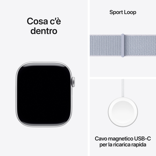 Apple Watch Series 10 Serie 10 GPS 46mm Cassa in Alluminio Color Argento con Blu tempesta Sport Loop. Tecnologia display: 