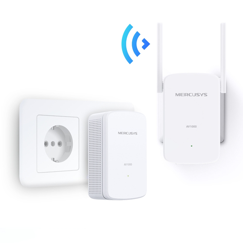 Mercusys AV1000 Gigabit Powerline WiFi Kit. Maximum data transfer rate: 1000 Mbit/s, Networking standards: IEEE 802.11b, I
