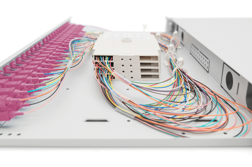 Digitus Fiber Optic Splice Box, Equipped, SC, OM4. Type: Cable management panel, Housing material: Steel, Product colour: 