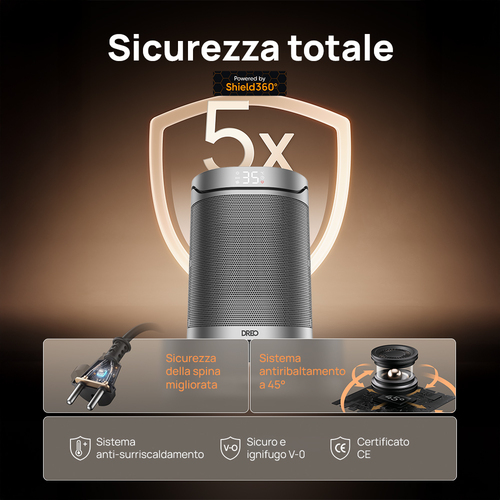 Dreo Termoventilatore Ceramico Atom 318,1500W Riscaldatore ambiente elettrico. Tipo: Riscaldatore ambiente elettrico con v