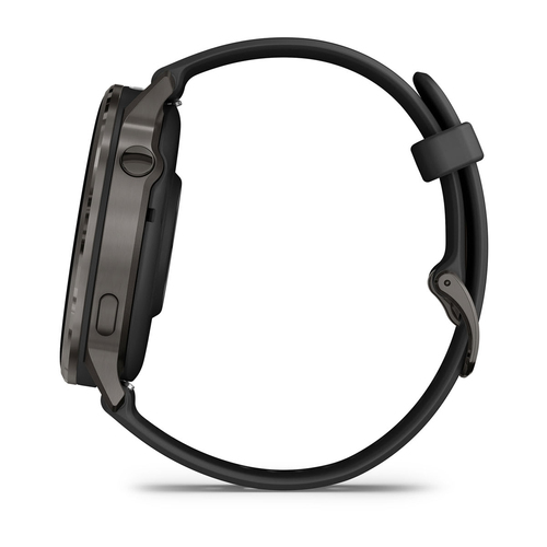Garmin Venu 4 Smart Watch - Slate Case Color - Black Band Color - Stainless Steel, Metal Body Material - Fiber Reinforced 