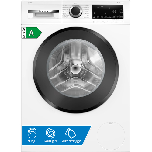 Lavatrice Bosch WGG244F0II Caricamento Frontale 9 kg - Bianco - Funzione vapore - 1400 Velocità centrifuga (rpm)