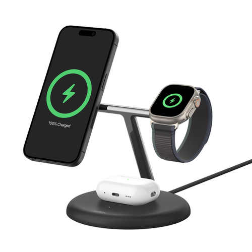 Belkin BoostCharge Pro Induktionsladegerät - Schwarz - für Qi2-fähiges Gerät, iPhone, Smartwatch, AirPod, Smartphone, MagS
