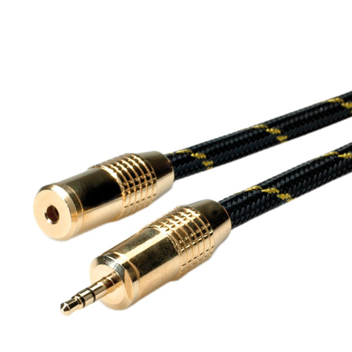 Roline Gold 2,50 m Klinke Audiokabel - Cable for Audiogerät - Verlängerungskabel - Abschirmung - Golden Beschichteter Stec