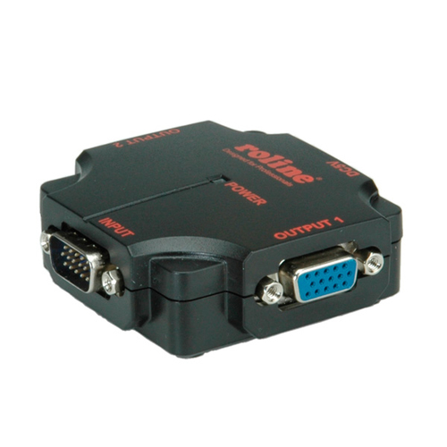 Roline Video Adapter - 1 - 1 x 15-pin HD-15 VGA Male - 2 x 15-pin HD-15 VGA Female - 1920 x 1440 Supported - Black