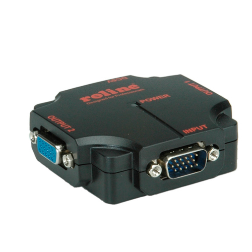 Roline Video Adapter - 1 - 1 x 15-pin HD-15 VGA Male - 2 x 15-pin HD-15 VGA Female - 1920 x 1440 Supported - Black