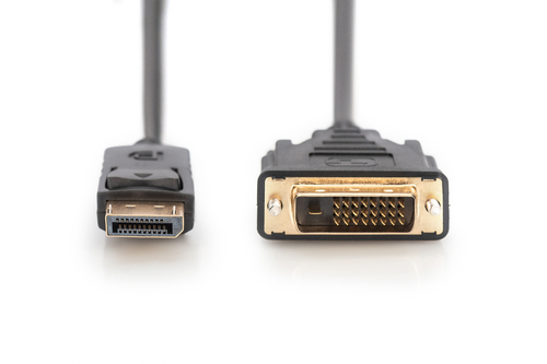 Digitus DisplayPort Adapterkabel. Kabellänge: 2 m, Anschluss 1: DisplayPort, Anschluss 2: DVI-D. Menge pro Packung: 1 Stüc