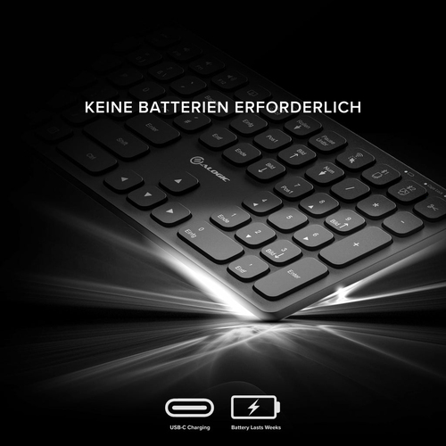 Alogic Echelon Tastatur & Maus - Deutsch - Tastatur, Kabellos, Bluetooth/RF, 5.0 2,40 GHz USB Typ-A - Maus, Kabellos, Blue